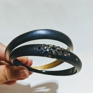 Alexis Bittar Crystal Dusted Lucite Bangle Set